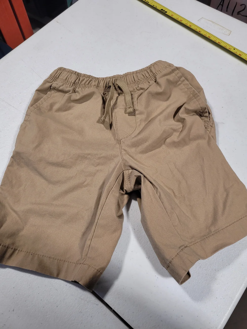 wonder nation Boys Tan Elastic Waist Flat Front Shorts